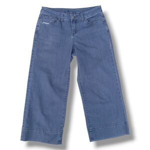 Prana Wide Leg Crop Jeans-Size Large-Waist 32-Pockets-Stretch-Organic Cotton